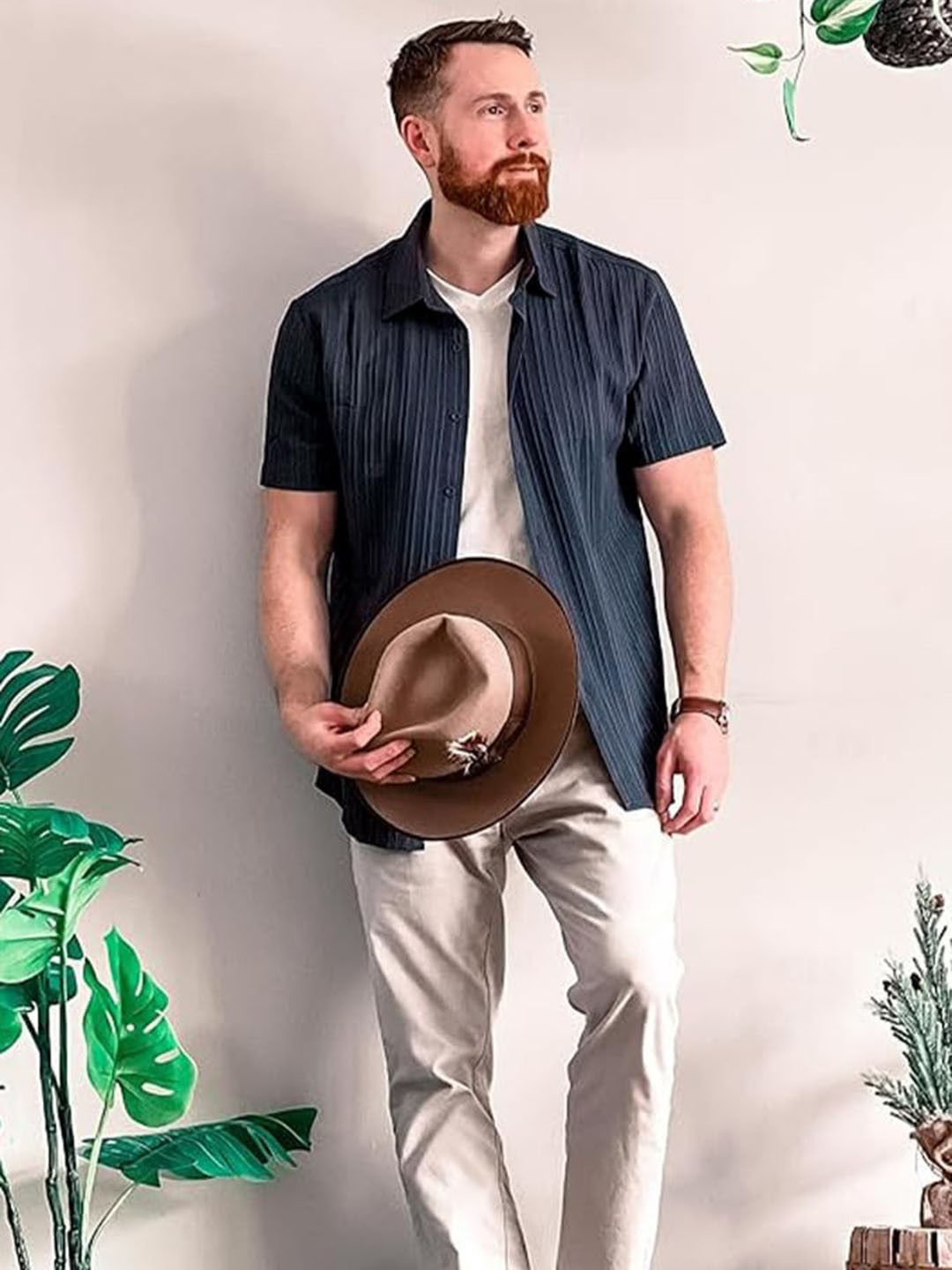 CB-COLEBROOK Textured Spread Collar Linen Shirt