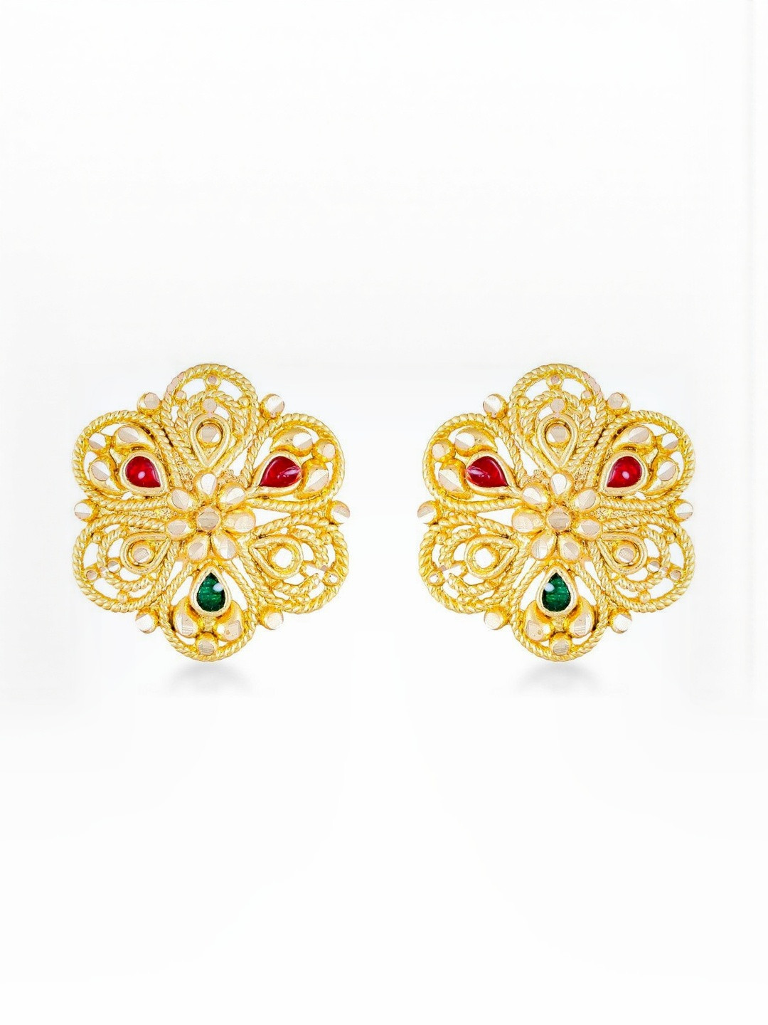 VIVASTRI Women Gold-Plated Circular Post And Back Studs Earrings
