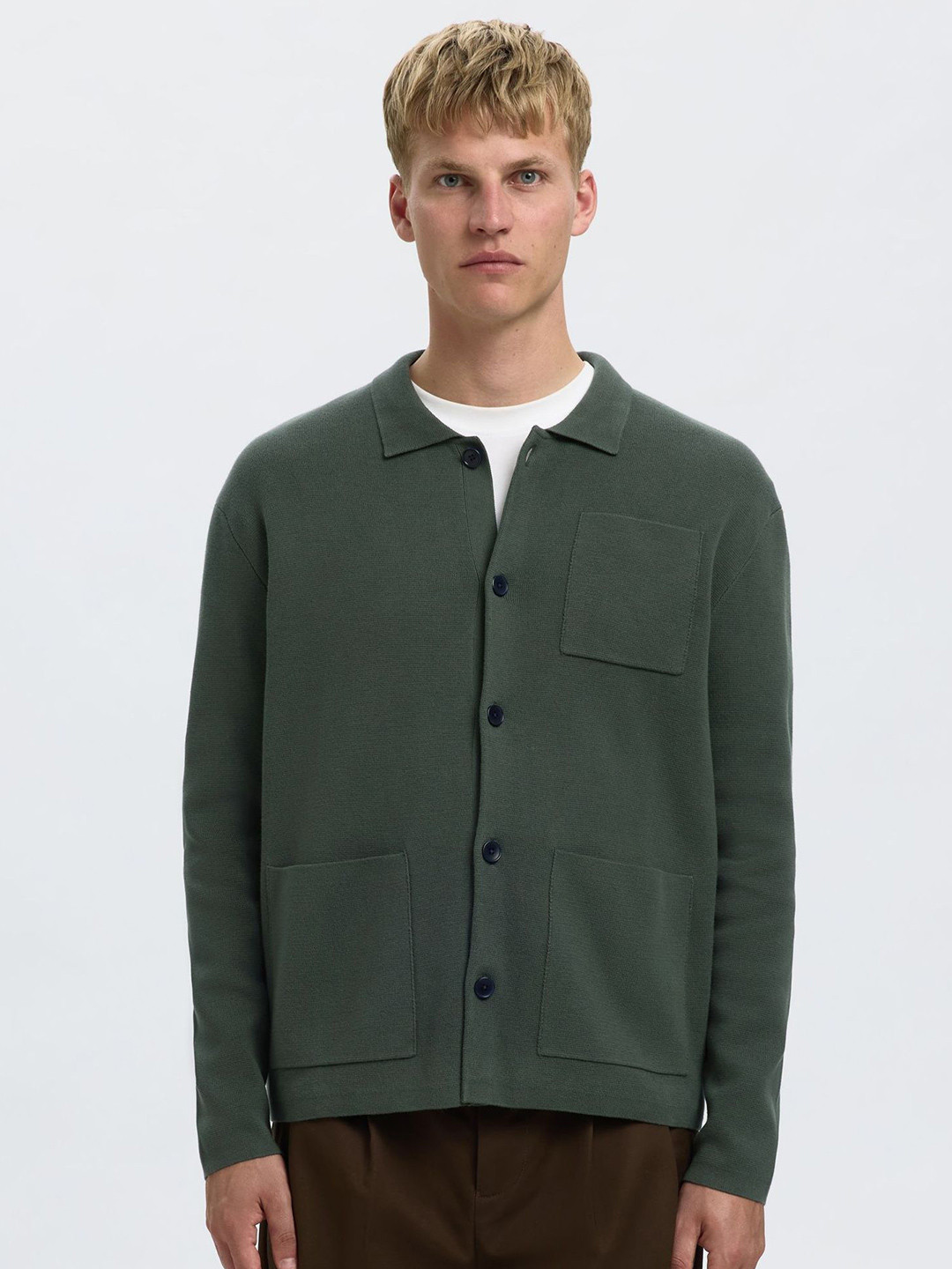 SELECTED Shirt Collar Cardigan Sweater