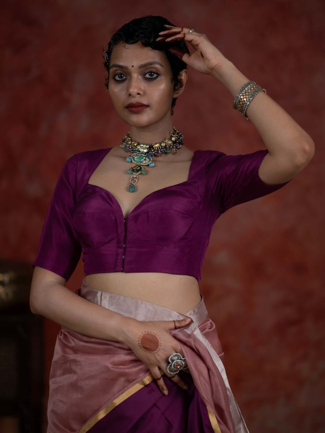 Suta Purple Silk Blouse