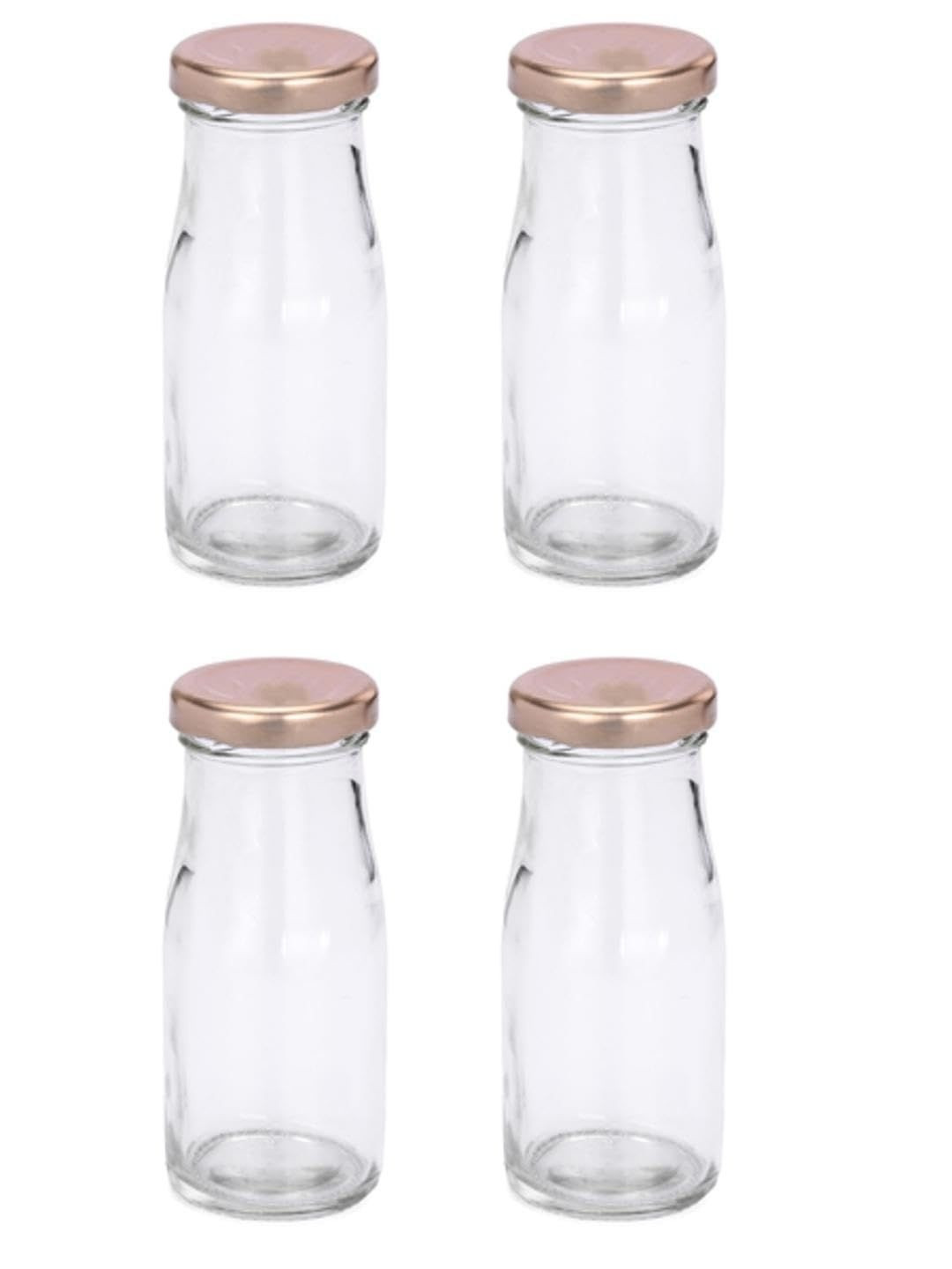 1ST TIME Transparent & Gold Toned 4 Pieces Glass Freezer Safe Water Bottle 100ml