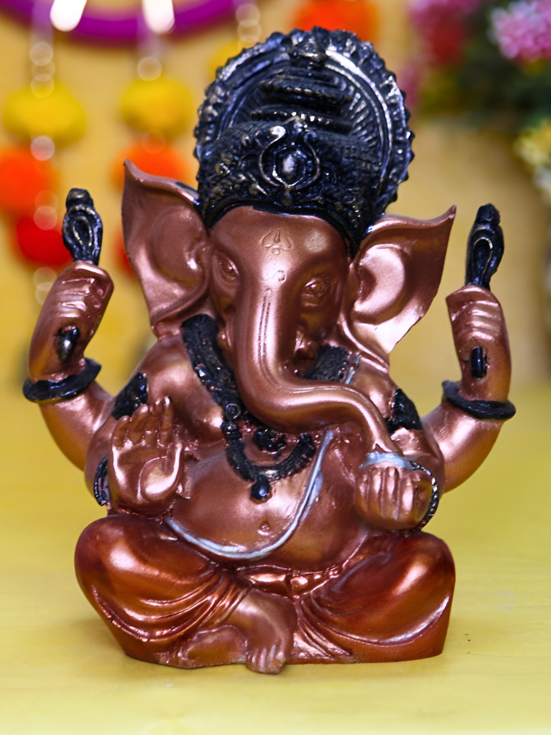 MISS PEACH Copper Toned & Black Religious Idol Showpiece