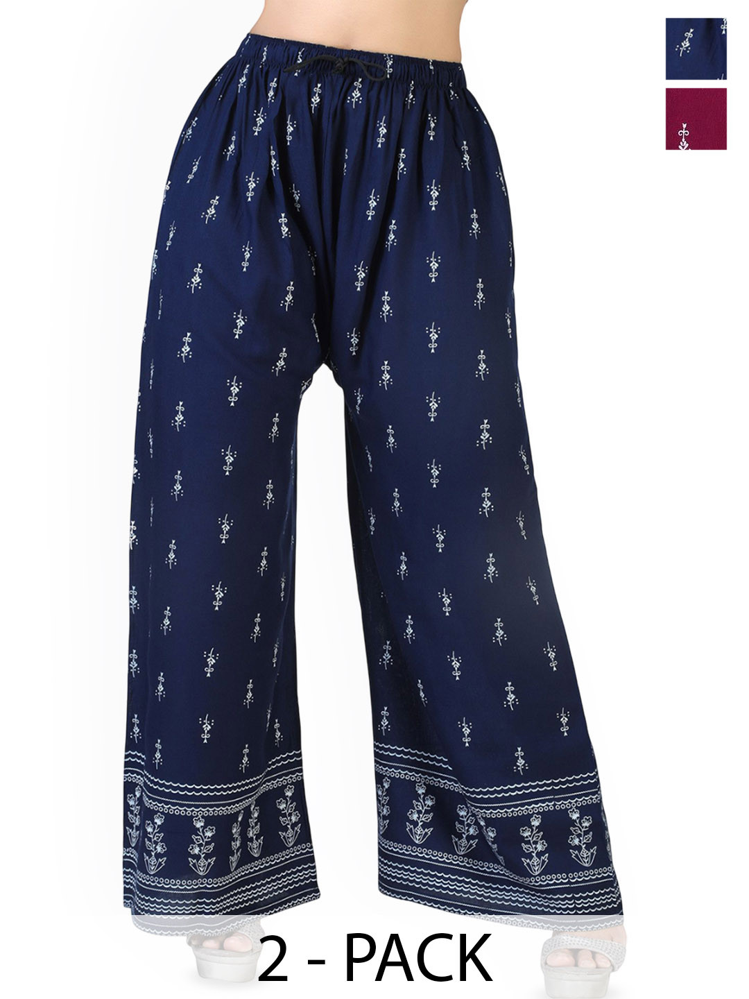 Aarul Fashion Women Polka Dot Printed Low-Rise Pleated Trousers