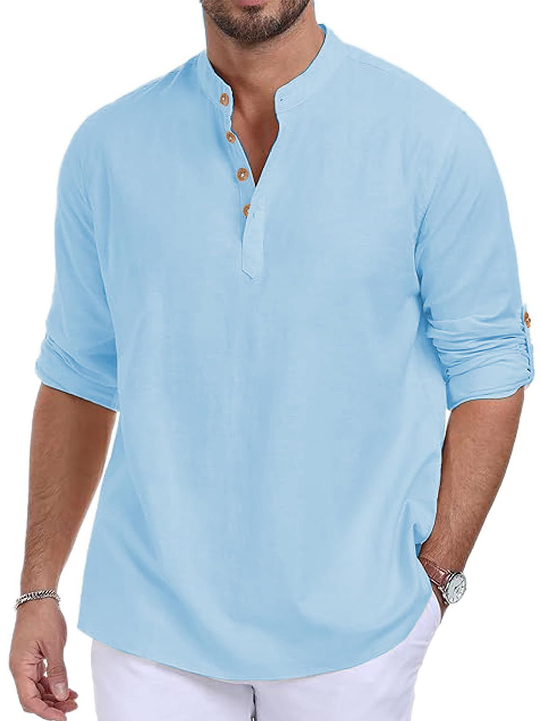 EdinWolf Men cRoll-Up Sleeves Kurta