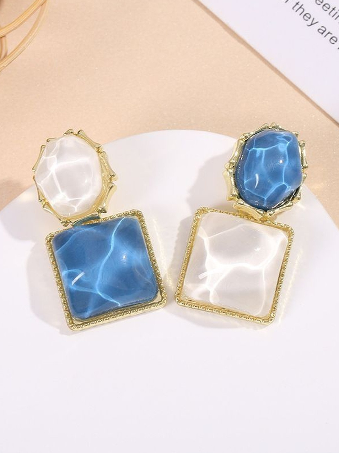 Jewelfy Women Gold-Plated Alloy Crystal Drop Dangle Earrings