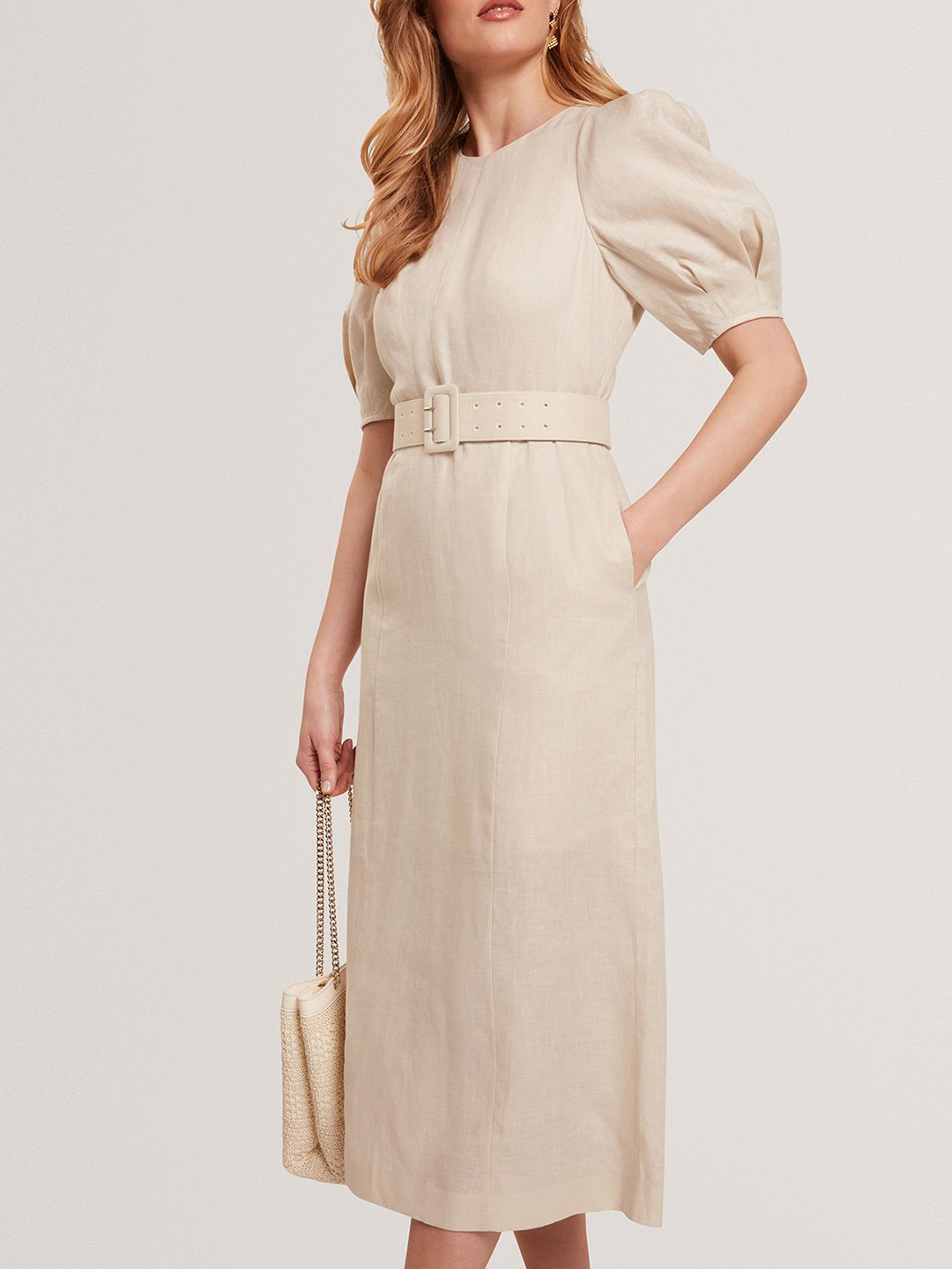Ted Baker Puff Sleeve Sheath Midi Dress