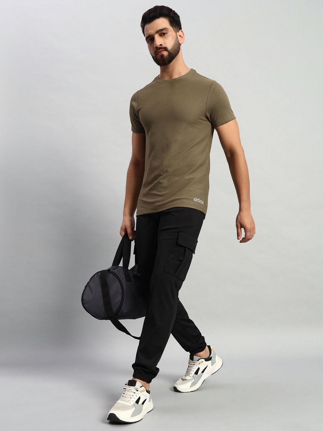 ATICX Men Brand Logo Antimicrobial Slim Fit T-shirt