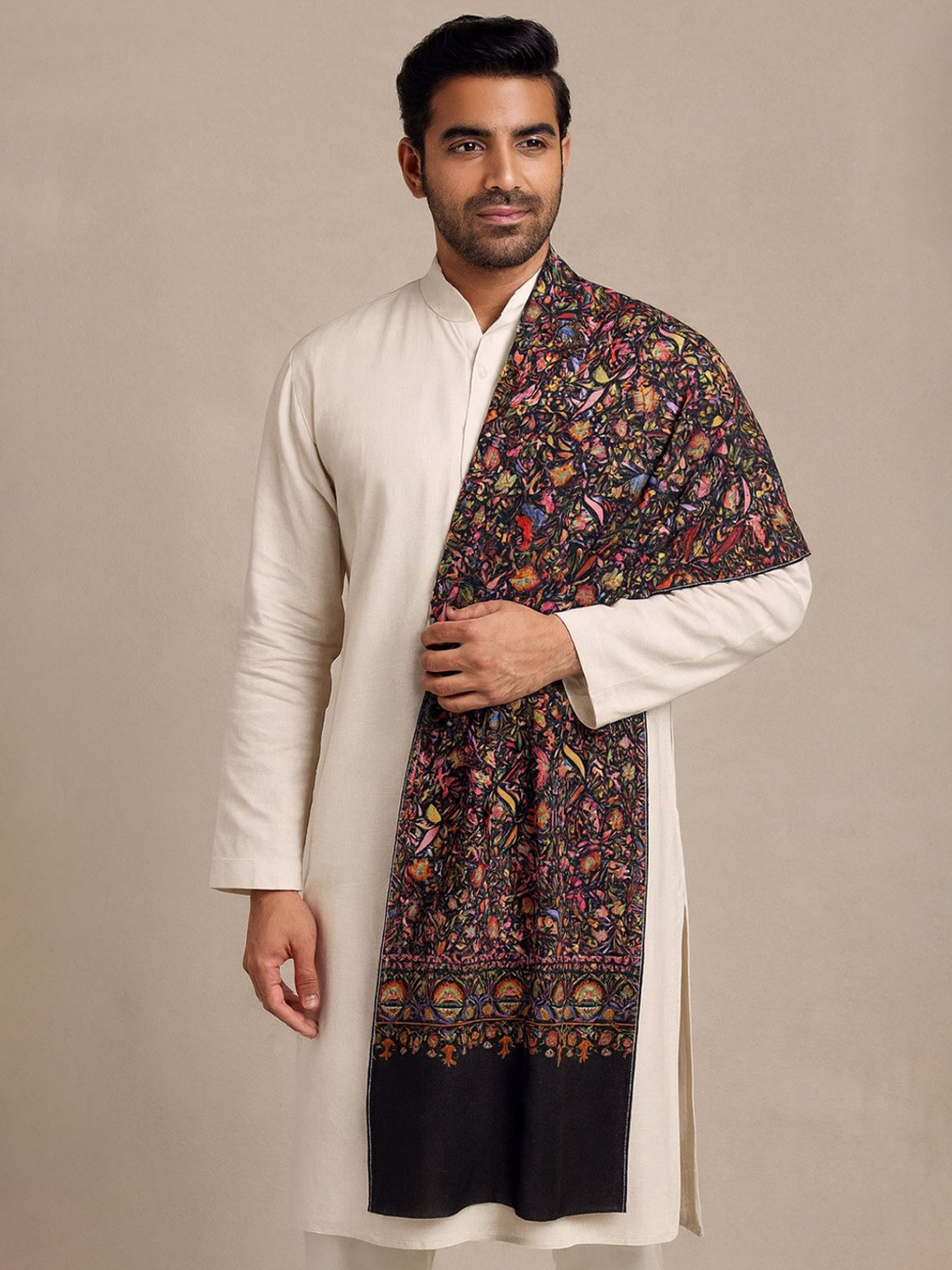 MUFFLY Men Kalamkari Printed Design Bamboo Stole