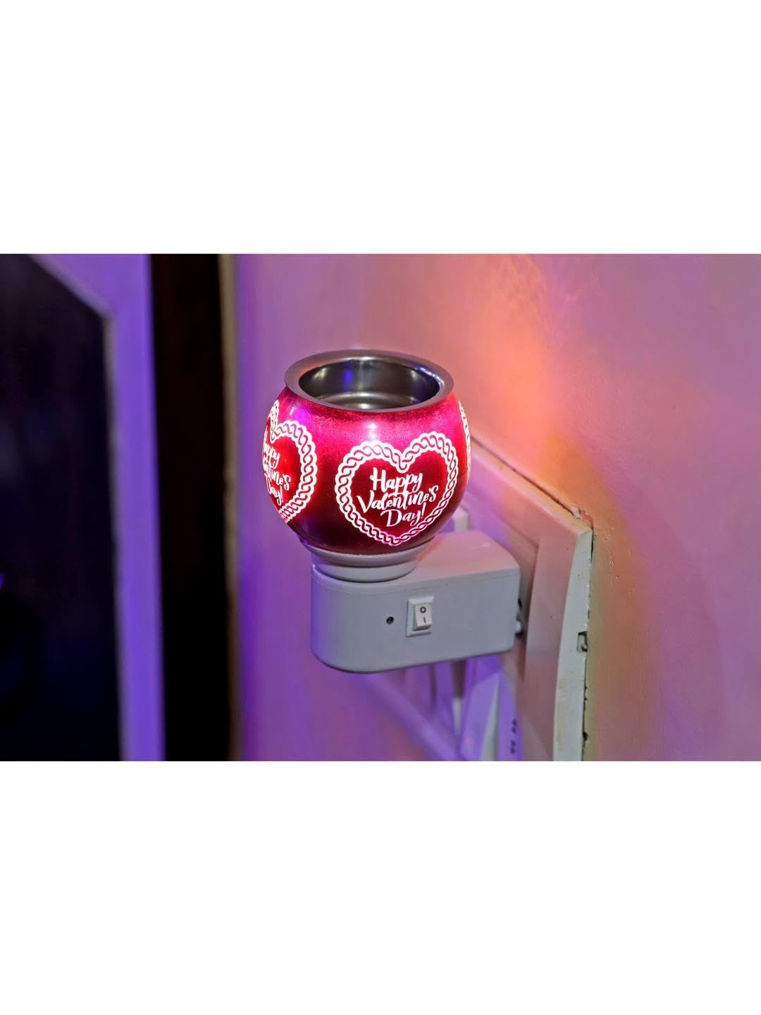 1ST TIME Pink & White Valentine Day Printed Electric Kapoor Dani Aroma Oil Diffuser