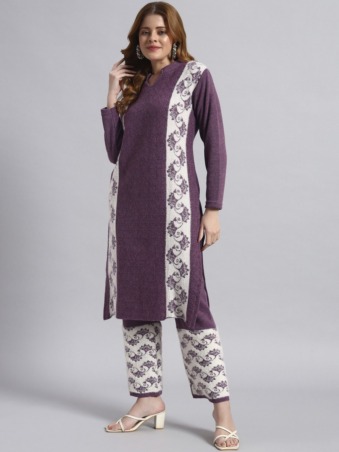 ZEPPI Women Lavender Wool Blend Co-Ord Set