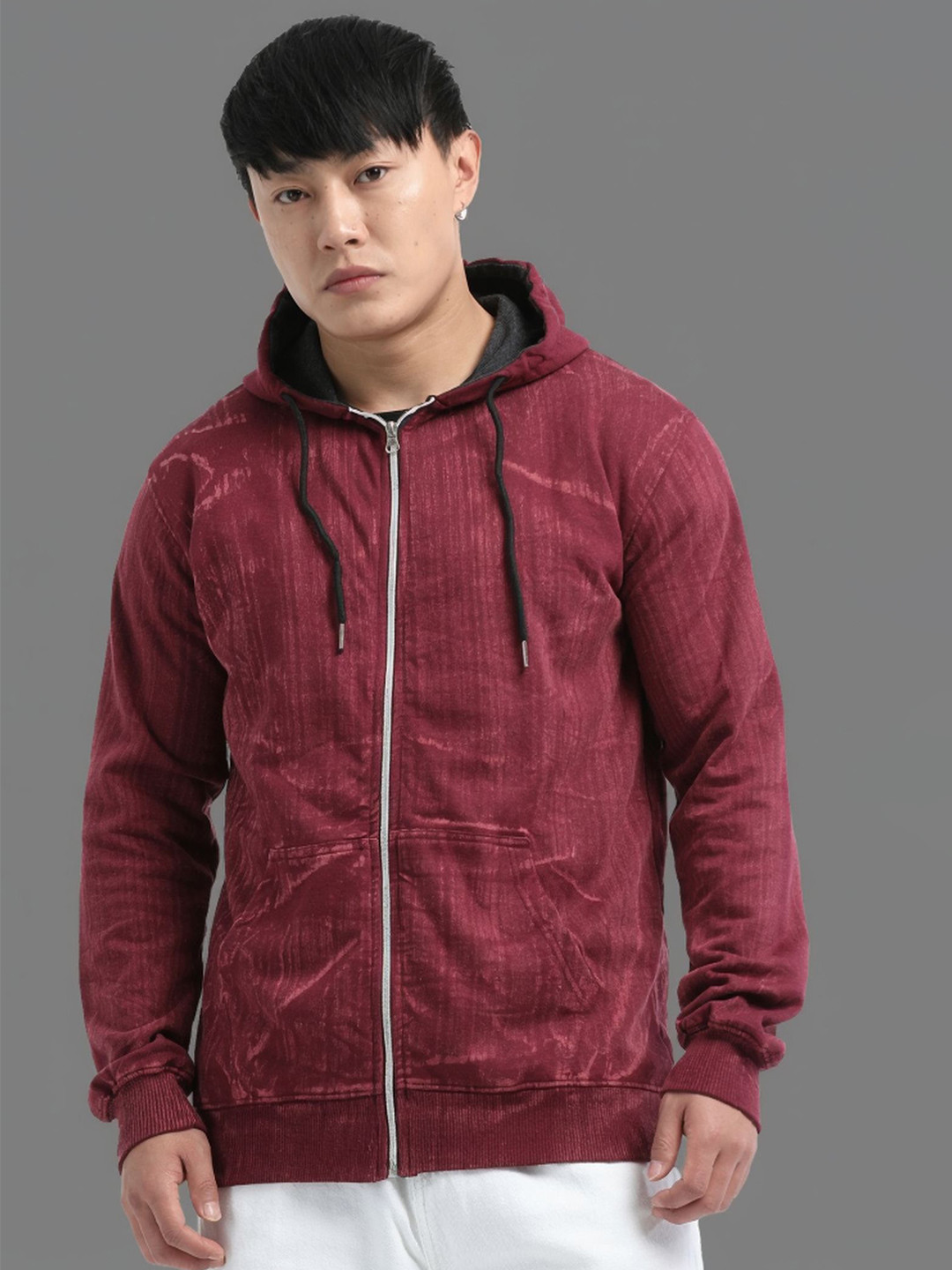 fanideaz 0012M Men's Self Design Full Sleeve Hooded Sweatshirt