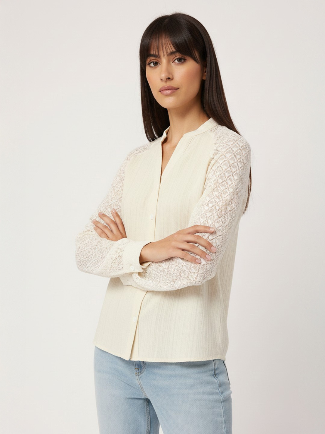 DressBerry Lace-y Lady Glamourous Textured Shirt