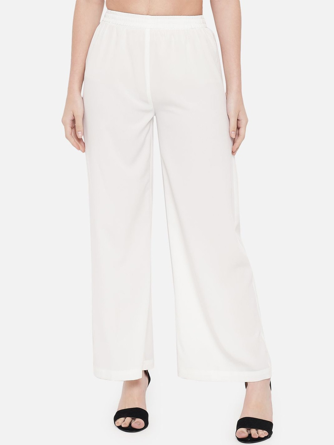 SZN Women Solid Straight Crepe Palazzos