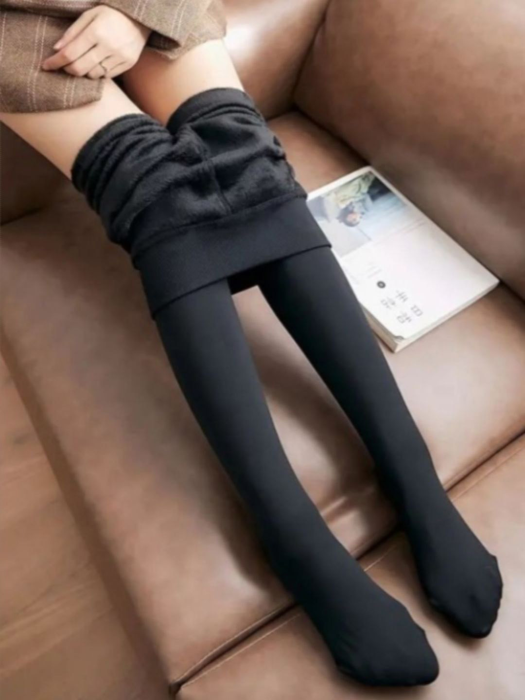 G Heist Women Winter Fleece Lined Footed Tights