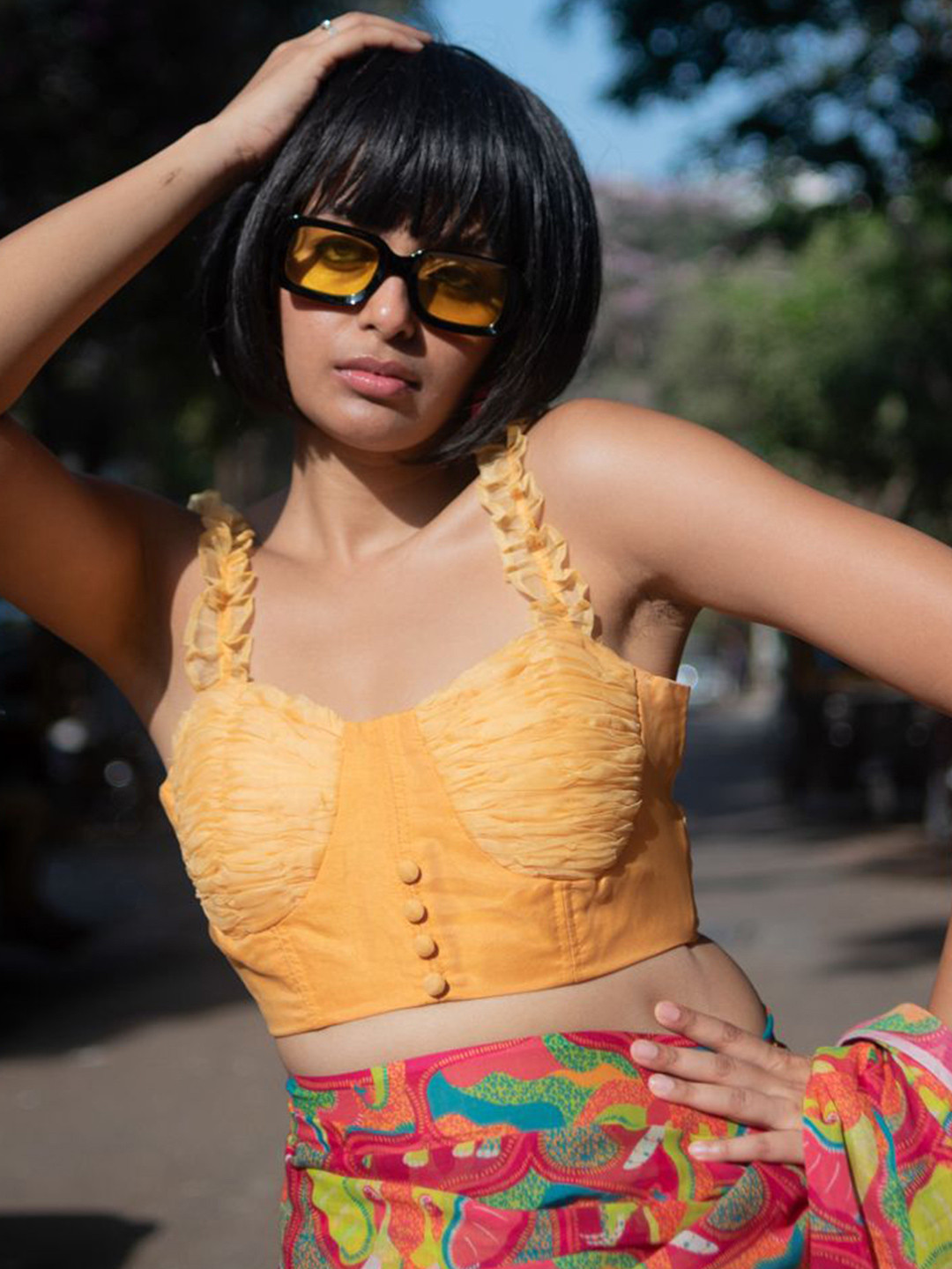 Suta Yellow Organza Blouse