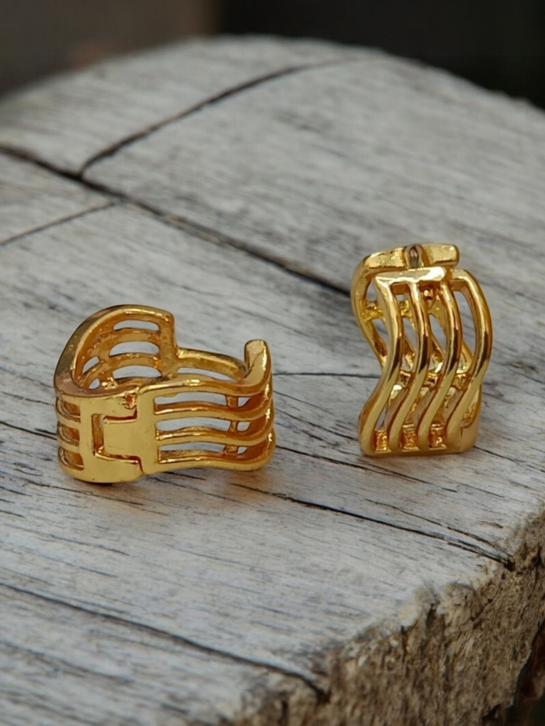 SHREE KRISHNA SHOPPING Gold-Plated Heart Shaped Hoop Earrings