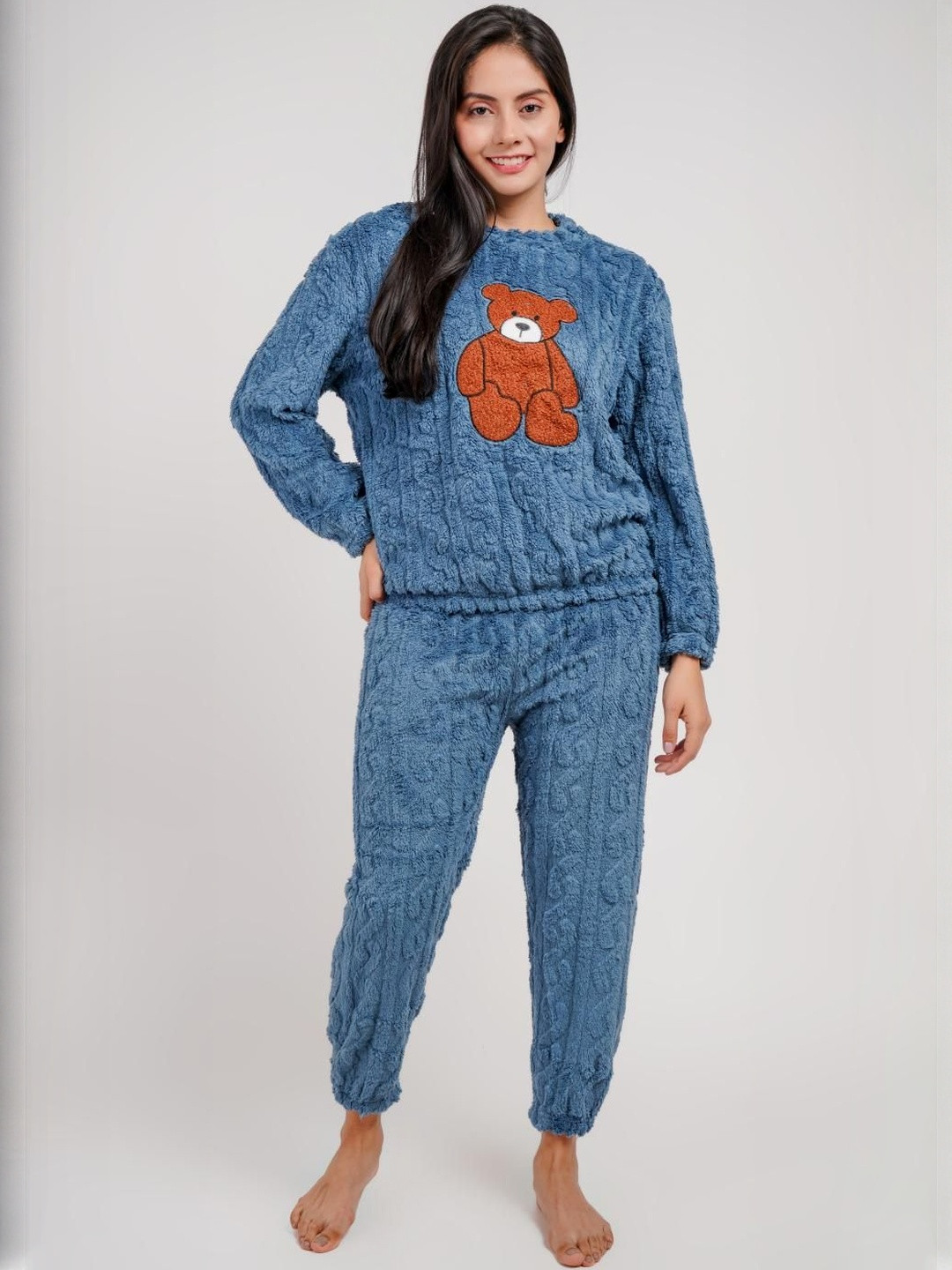 Stem Rope Graphic Printed Long Sleeves Top With Pyjamas