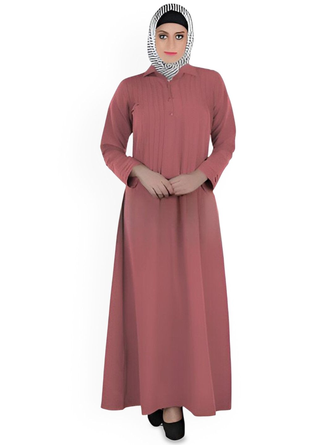 MOMIN LIBAS Women Pleated Shirt Collar Abaya Burqa
