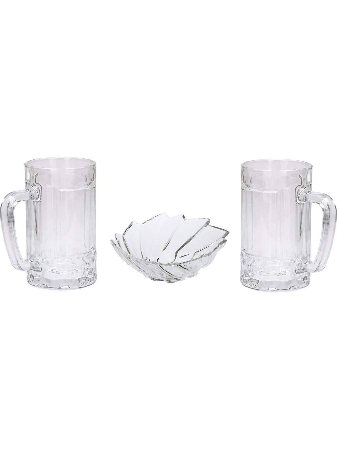 1ST TIME Set Of 3 Transparent Elegant Plate And 2 Glasses Premium Dinner Set