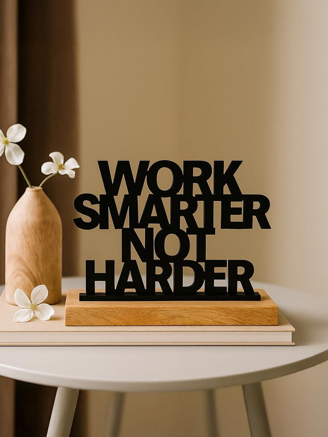 MARKET99 VON CASA Black & Brown Textured Wooden Inspirational Quote Showpieces