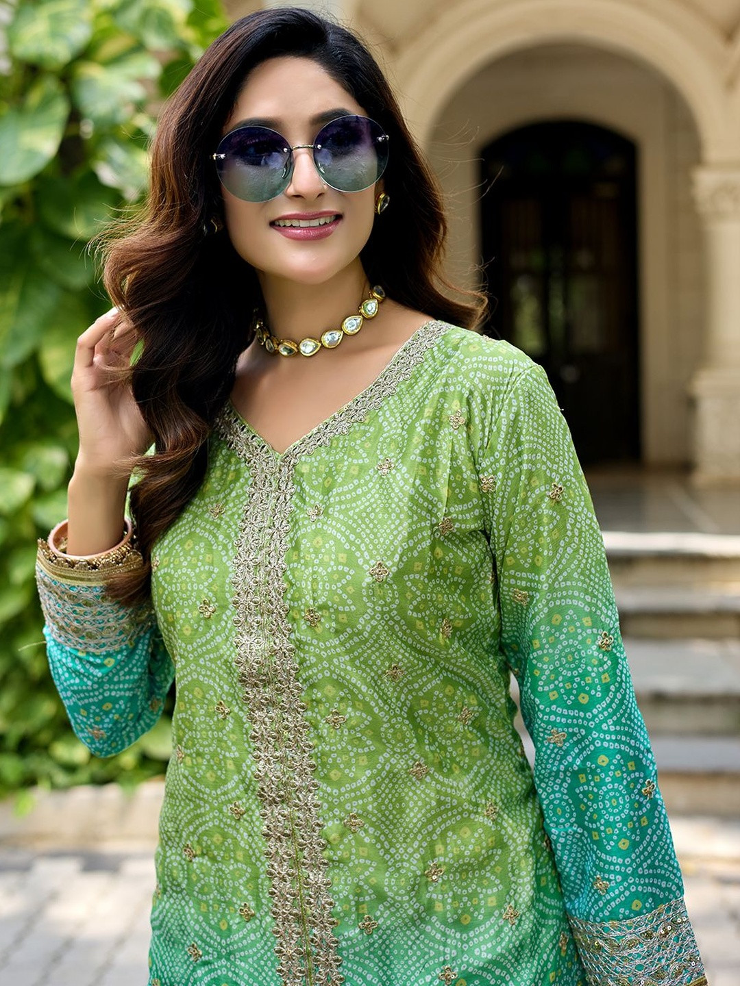 ANVERI TEXTILES Women Ethnic Motifs Printed Silk Kurta with Palazzos & Dupatta