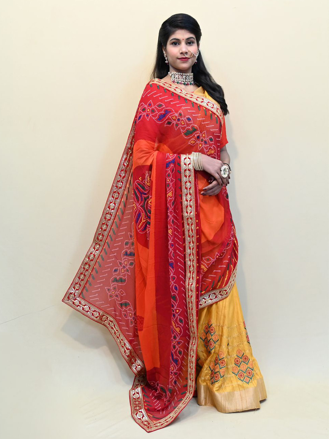Ranisatiya creation Bandhani Printed Georgette Dupatta With Sequinned
