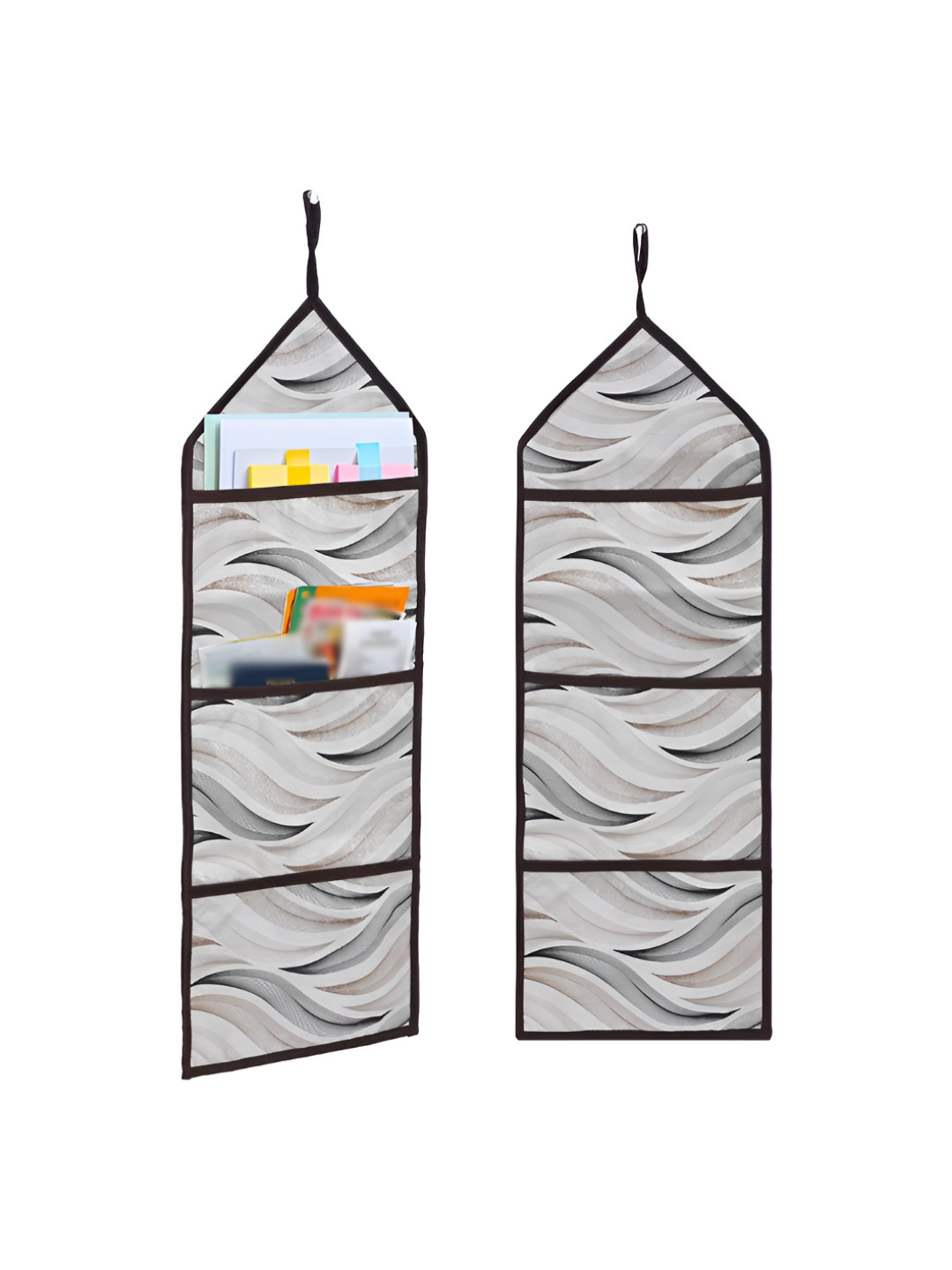 Aura Cream-Coloured 2 Pieces Magazine Organiser with 3 Pockets