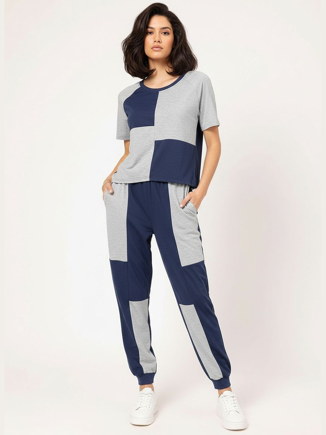 DressBerry Vibe Shift Colorblock Raglan Ease Co-Ord Set