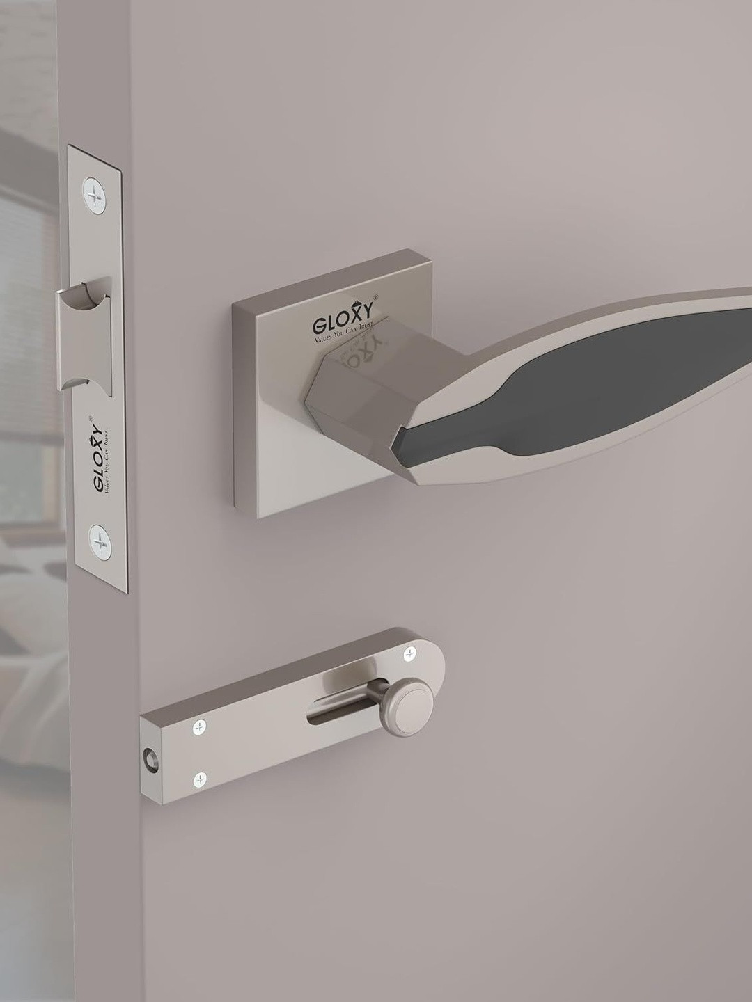 GLOXY Zinc Mortise Keyless Handle Set With Brass Baby Latch