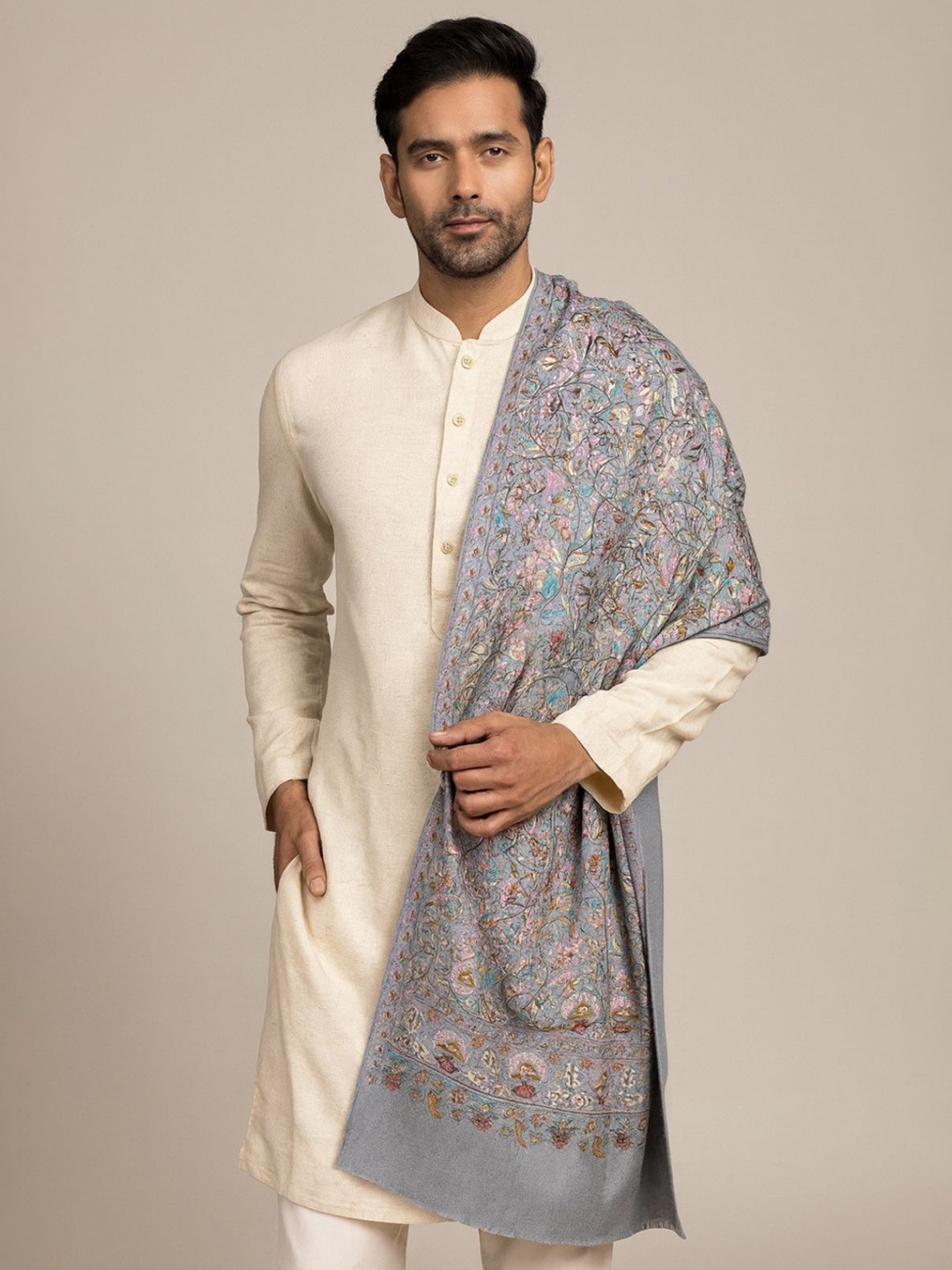 MUFFLY Men Woven Soft Bamboo Kalamkari Woven Design Printed Stole