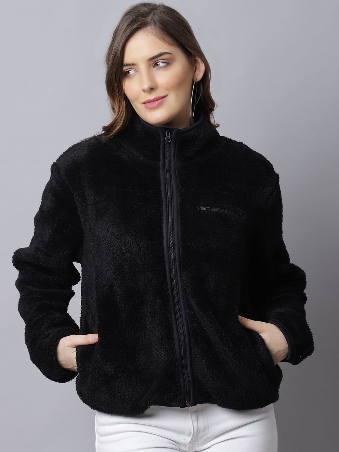 CORSICA Women Black Faux Fur Tailored Jacket