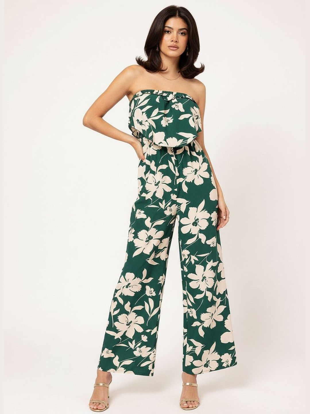 DressBerry Strapless Serenity Floral Print Layered Bandeau Jumpsuit
