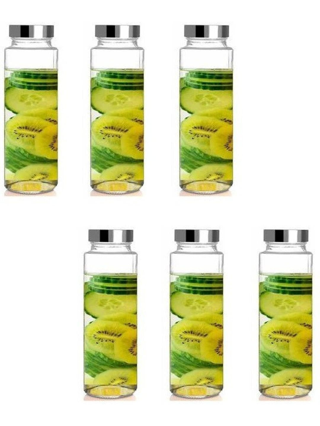 1ST TIME Set Of 6 Transparent Textured Glass Freezer Safe Water Bottle