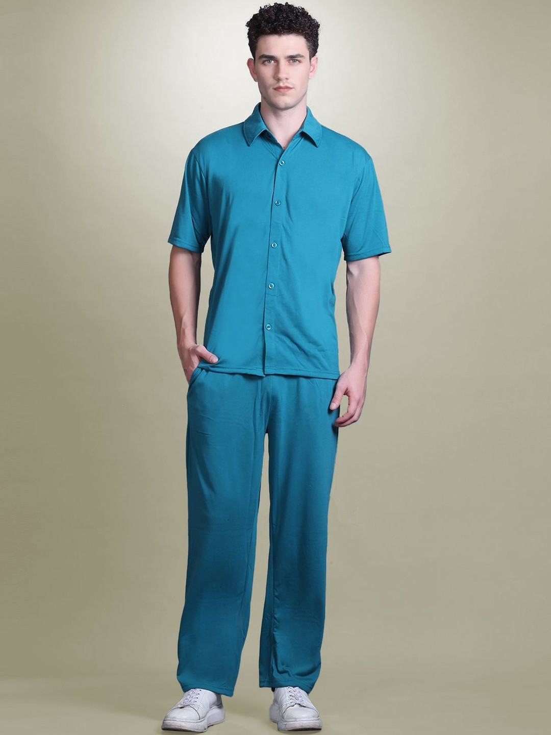 The Roadster Lifestyle Co Polo Neck Short Sleeve Shirt With Trousers Co-Ords