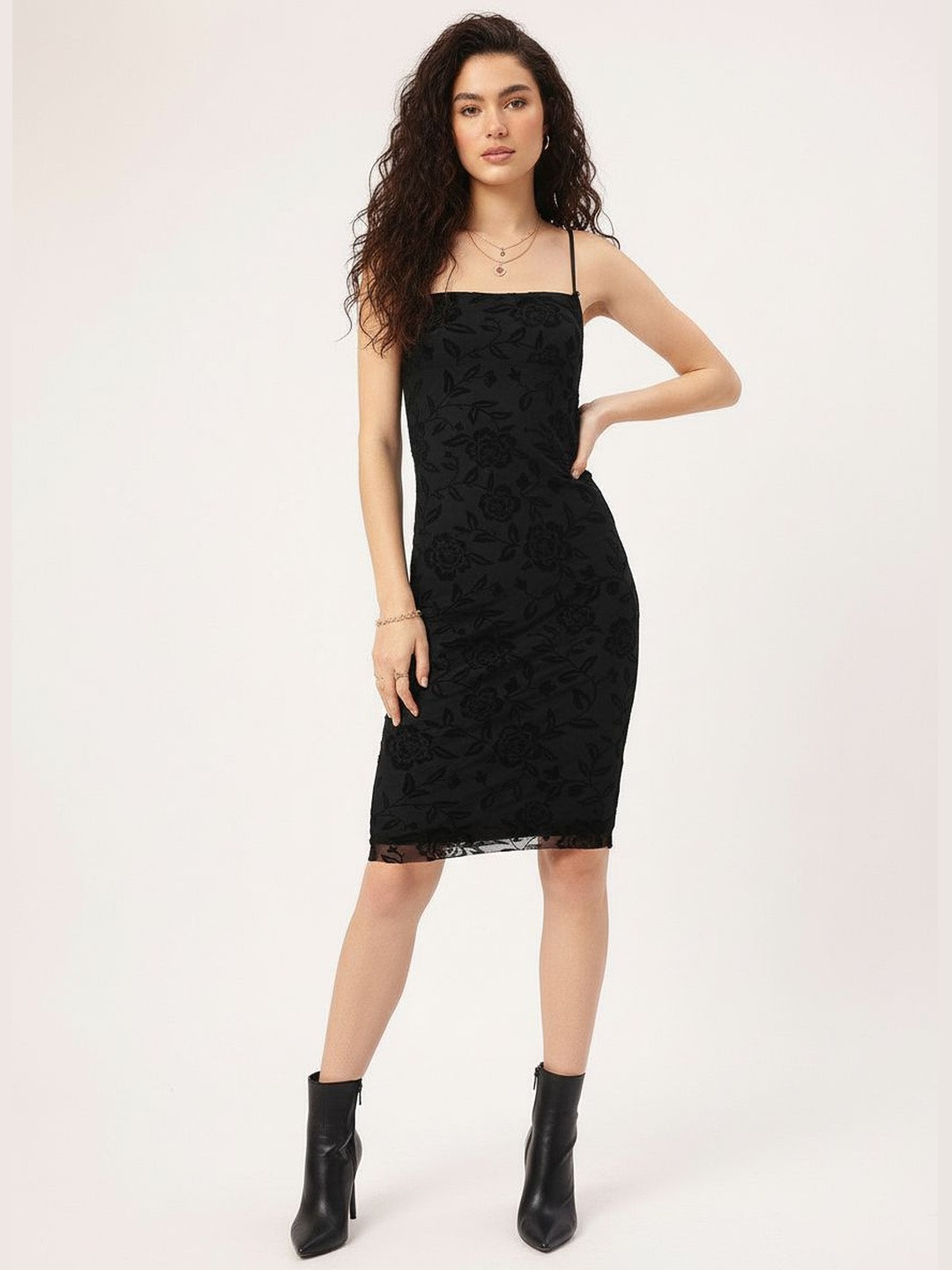 DressBerry Sunset Serenity Shoulder Straps Floral Printed Dress