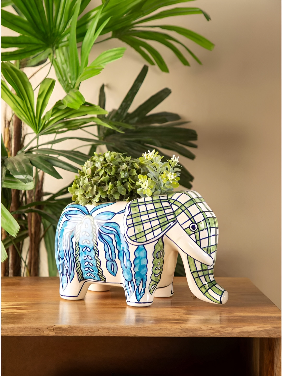 FREEDOM TREE Blue And Green Birds and Animals Ceramic Figurine Showpiece