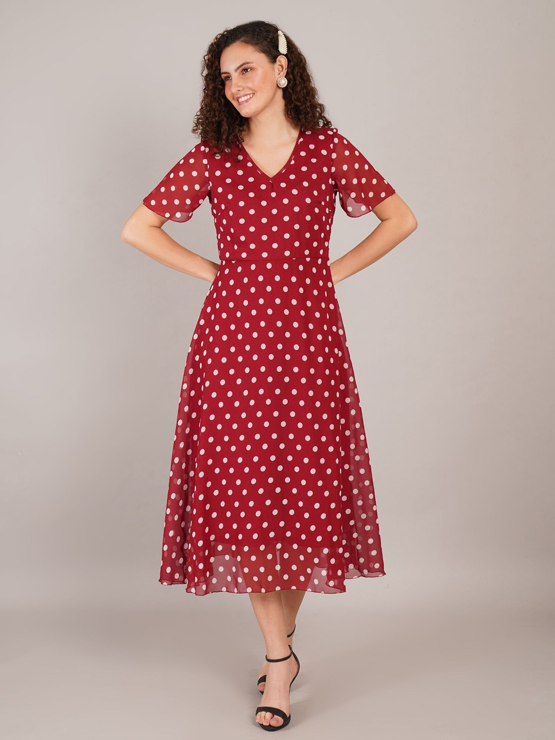Curvydrobe Women Fit & Flare Midi Dress