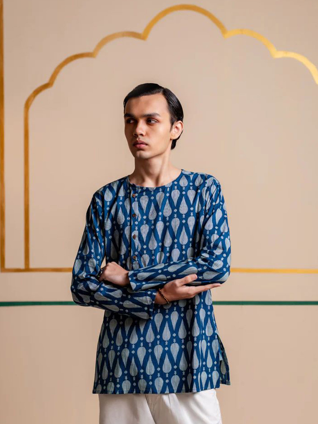 VANCHA Men Printed Side Placket Cotton Kurta