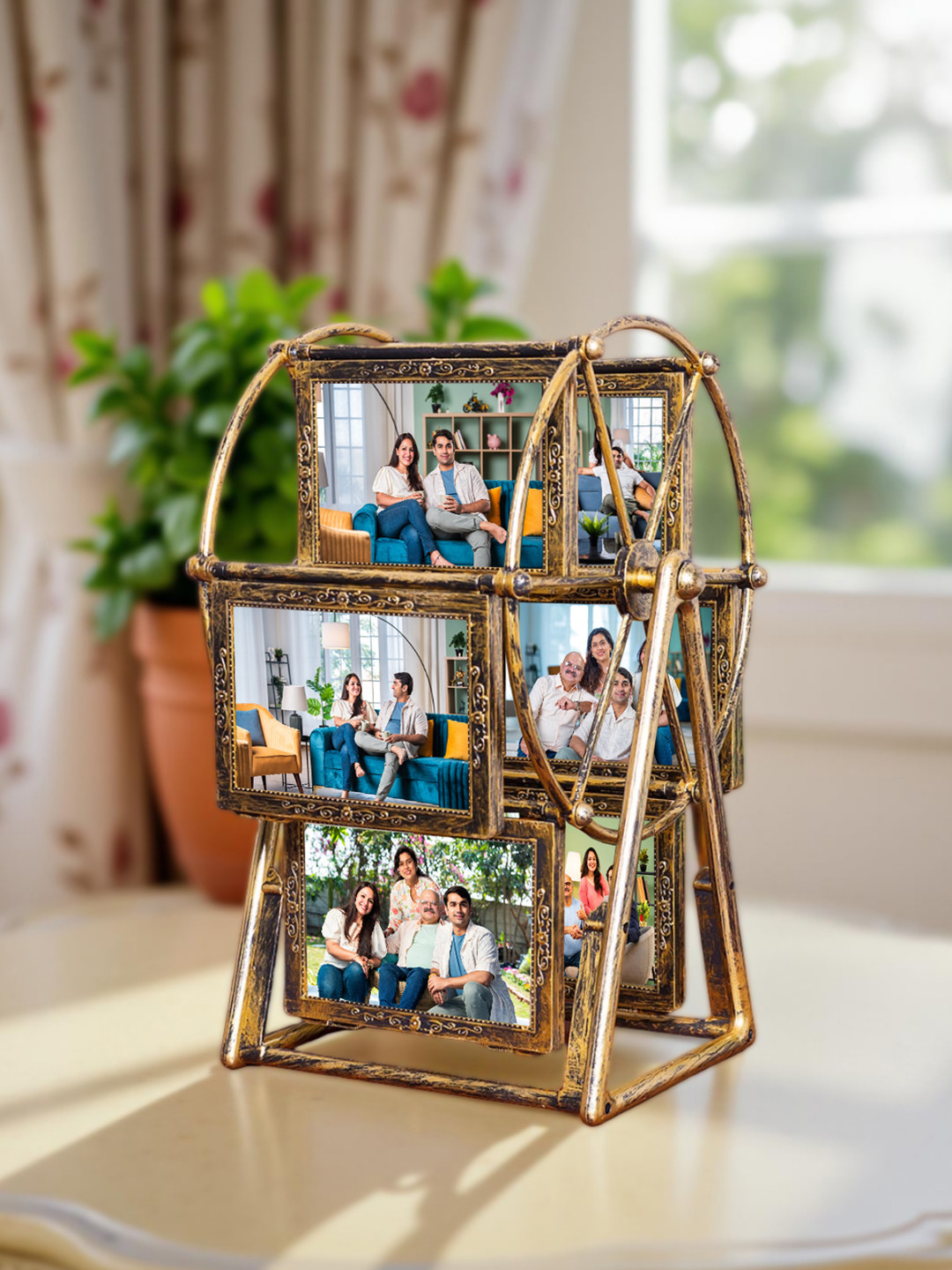 Golden Peacock Gold-Toned 6 Pieces Plastic Table Photo Frames