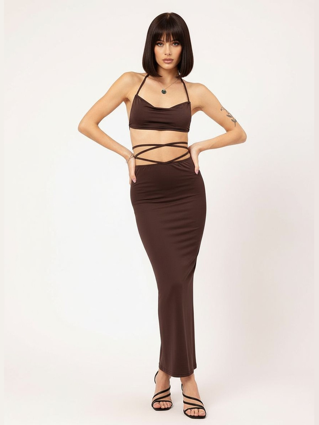 DressBerry Flirty Fusion Open-Back Tie-Up Shoulder Straps Co-Ords