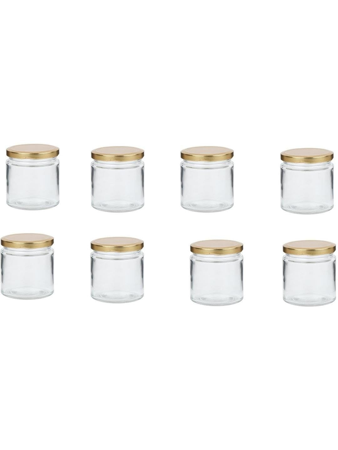 1ST TIME Transparent & Gold-Toned 8 Pieces Glass Jars