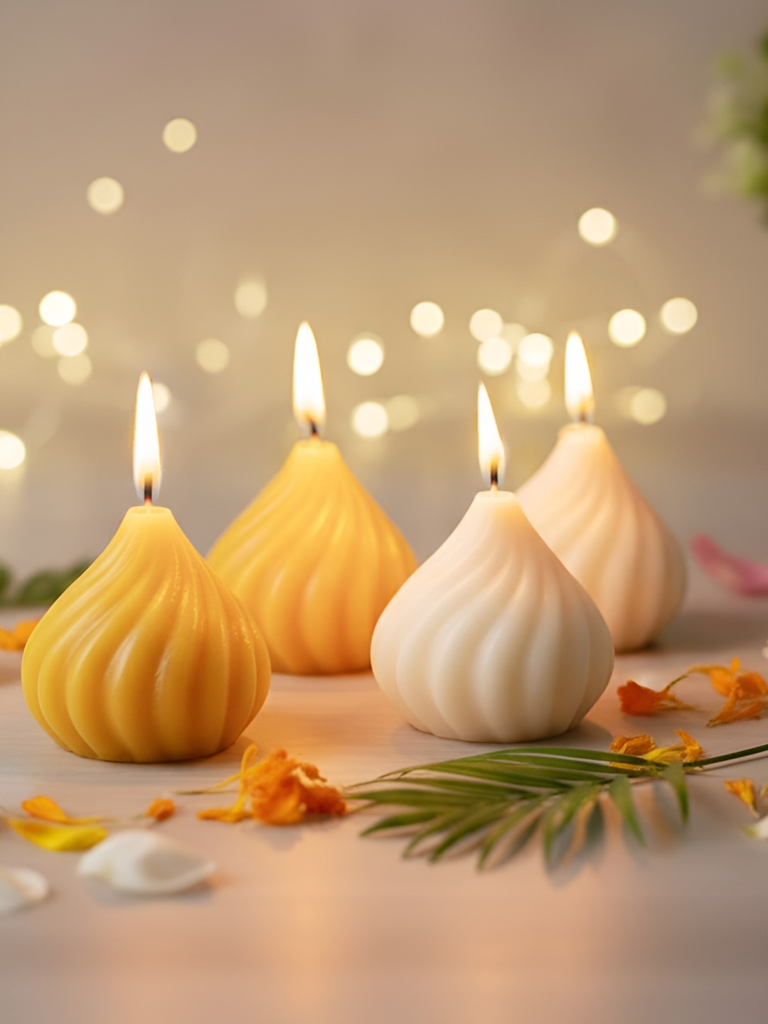 Special You Yellow 4 Pieces Modak Shaped Scented Candle