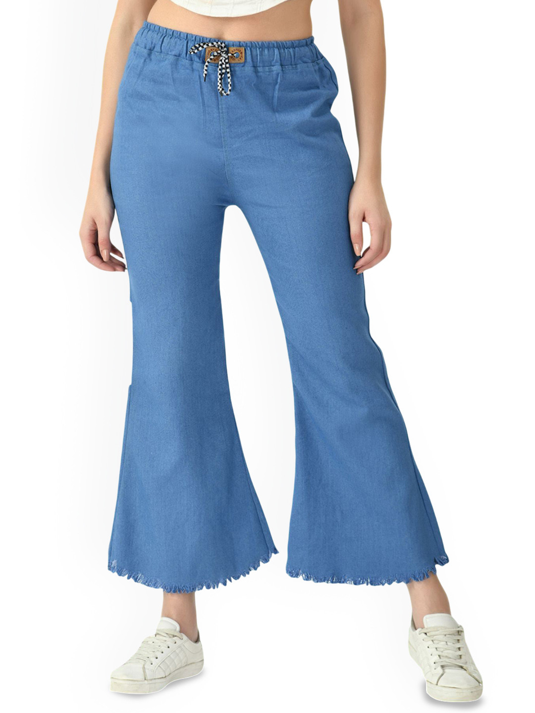 Ira Collections Women Comfort Flared High-Rise No Fade Stretchable Cropped Jeans