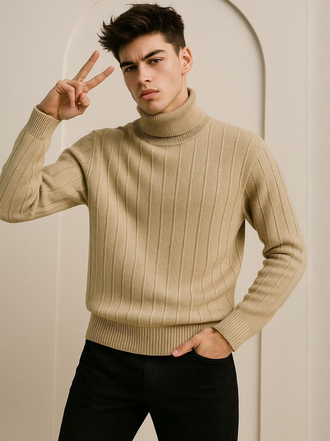 Roadster The Lifestyle Co. Men Self Design Pullover
