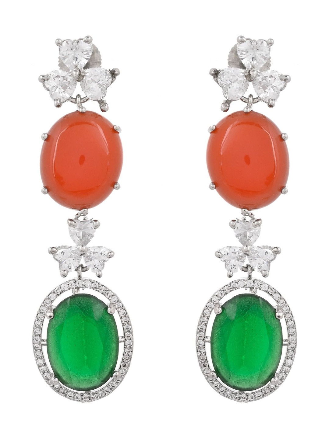 Richlook Carnelian Studded Oval Shape Drop Earrings