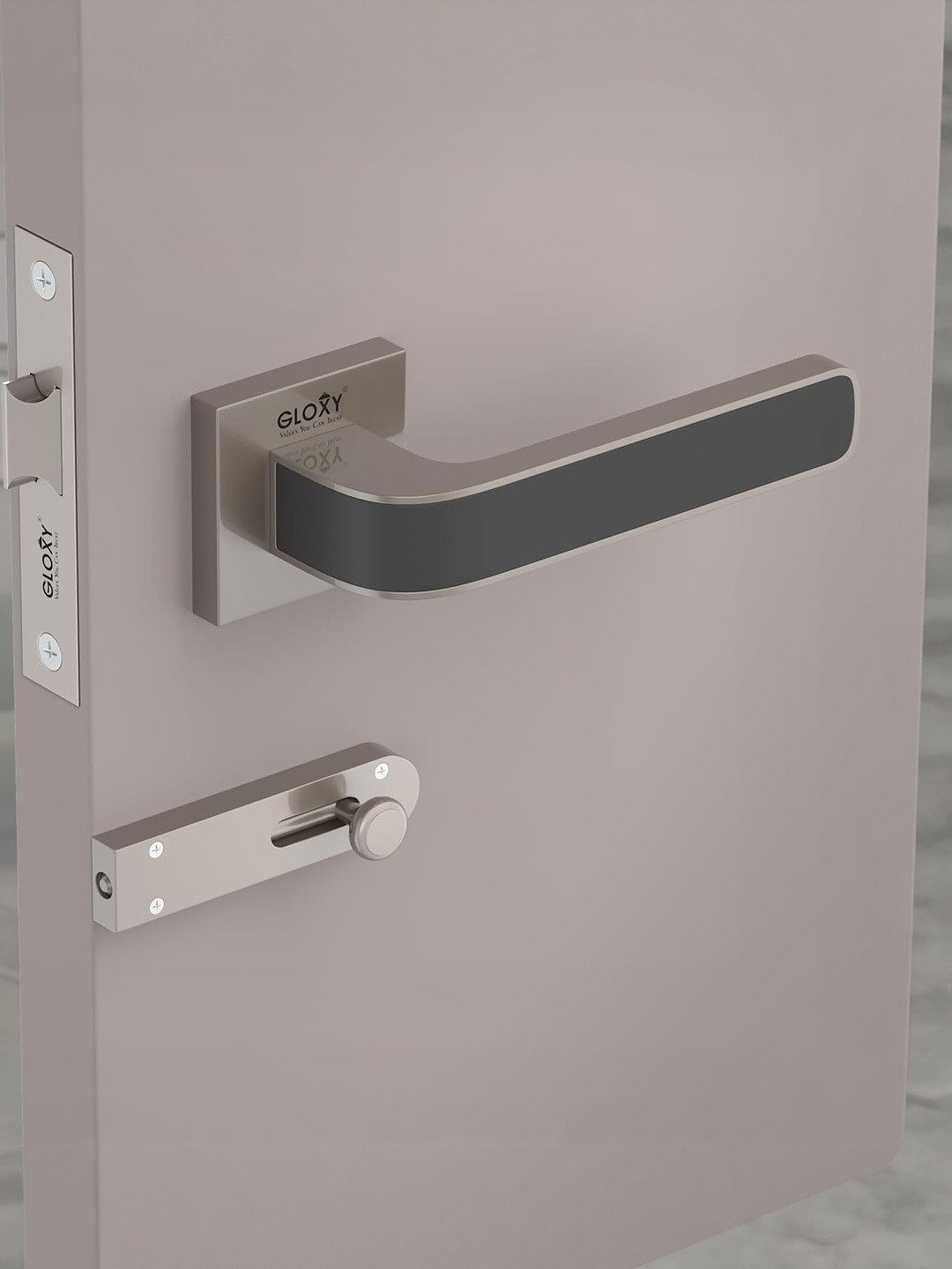 GLOXY Grey & Black Mortise Latch Door Lock Set