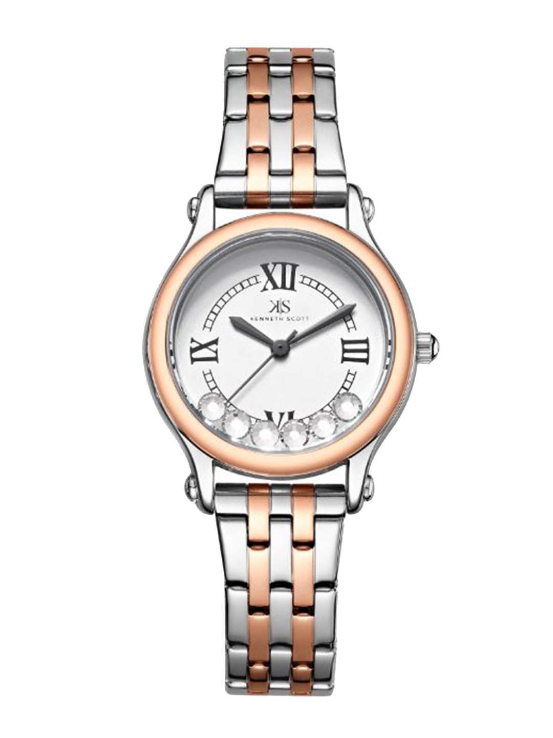 KENNETH SCOTT Women Mother of Pearl Dial & Stainless Steel Straps Watch K25510-KBKW