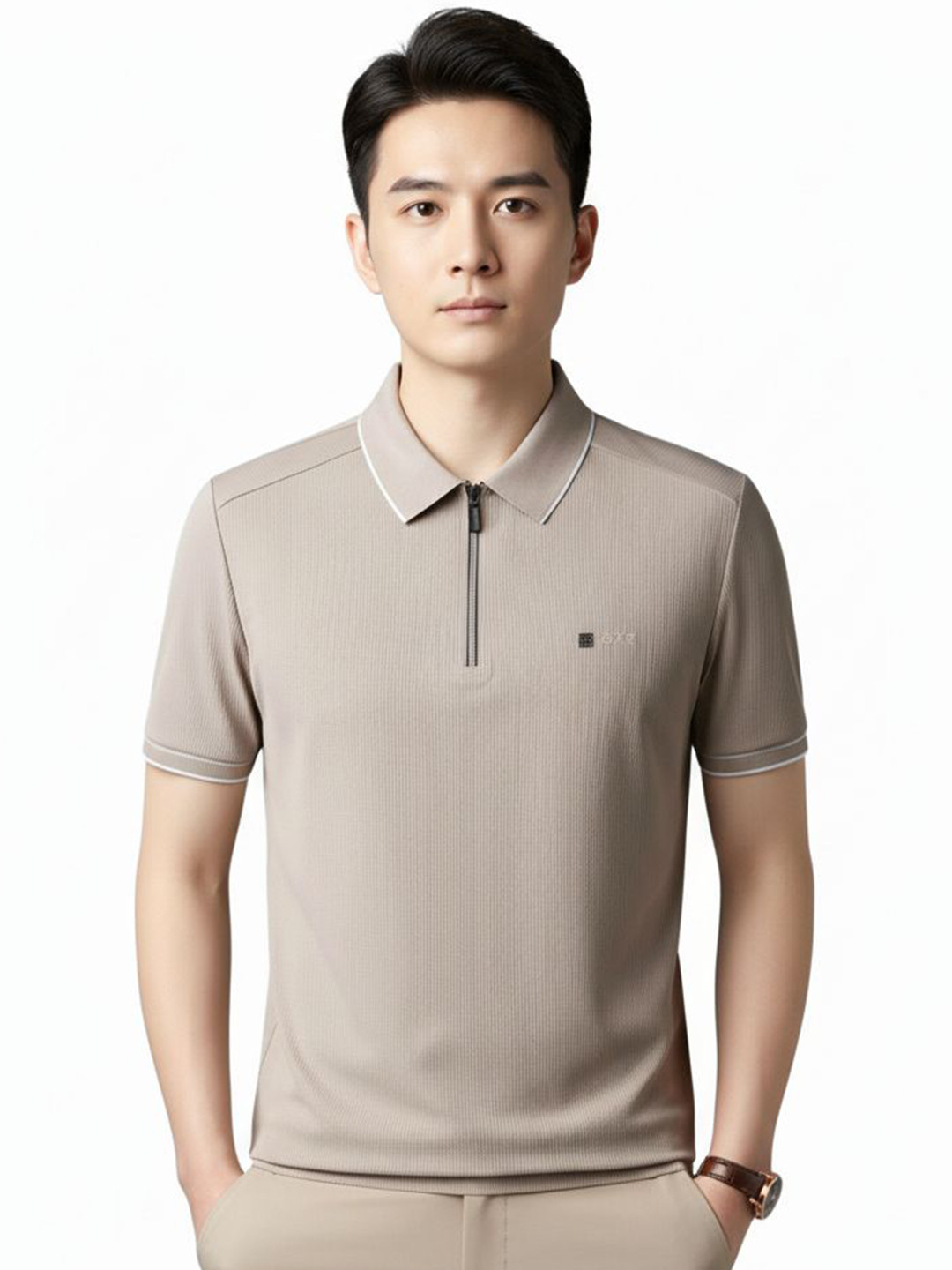 R.Code by The Roadster Lifestyle Co. Men Self Design Polo Collar T-shirt