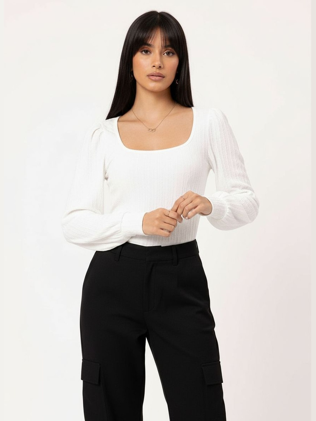 DressBerry Radiant Muse Textured Puffy Allure Bodysuit