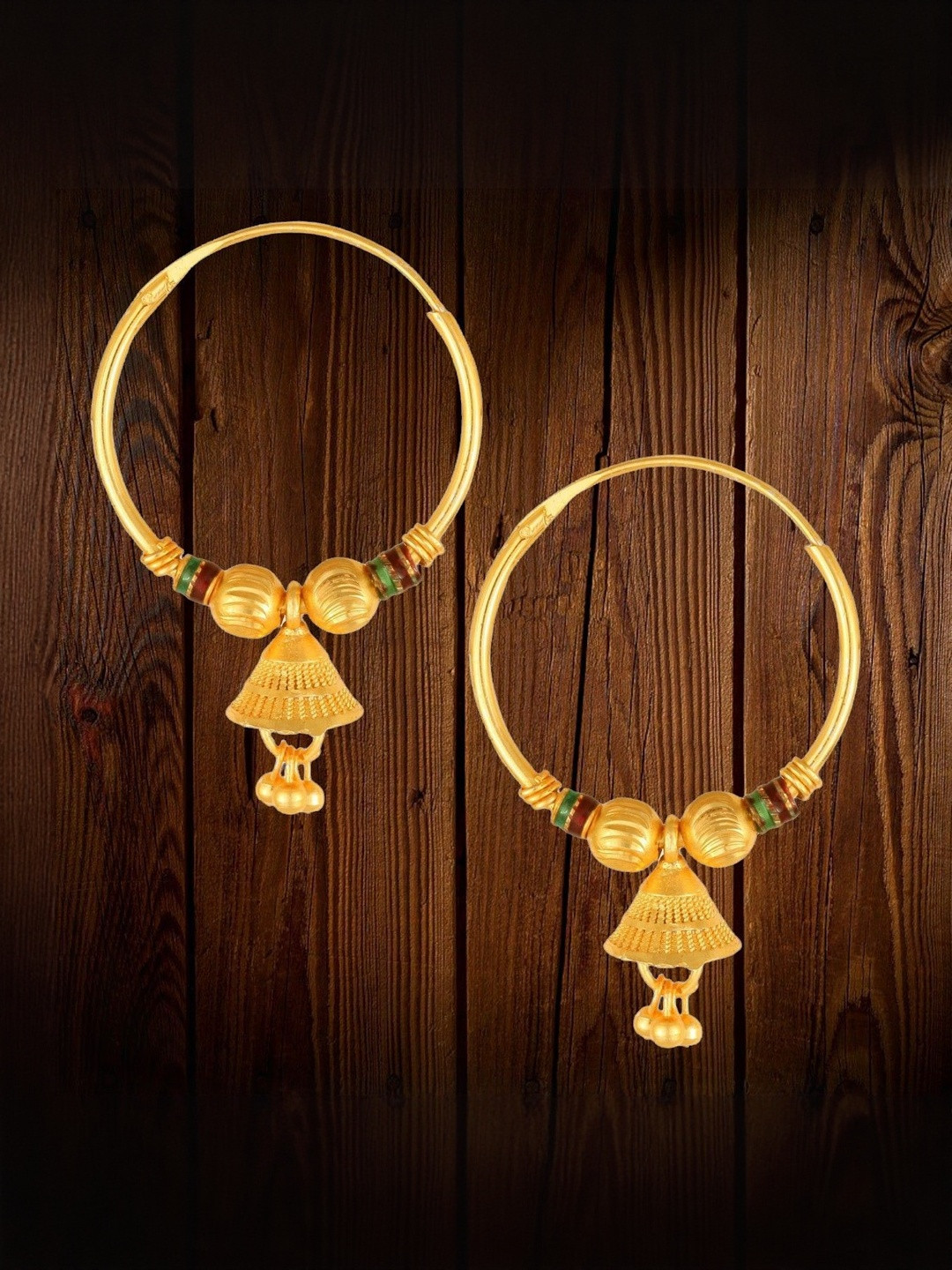 VIVASTRI Women Gold-Plated Circular Lever Back Hoop Earrings